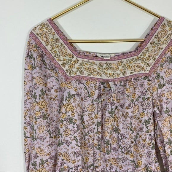 American Eagle‎ NWT XS Boho Floral Square Neck Blouse Top Cotton - Picture 2 of 9
